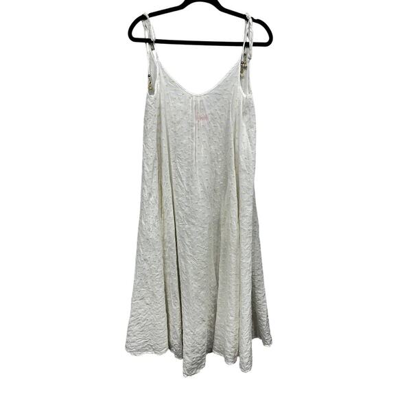 Solid & Striped White Sheer Tank Midi Floral‎ Embroider Cover Up Dress Shells XS - Picture 1 of 8